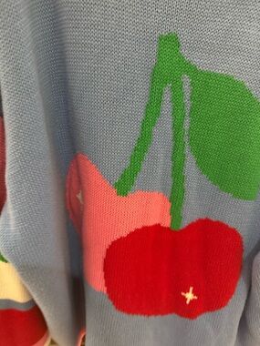 Women’s Nissa New York Multicolored Colorblock Cherry Crewneck Sweater, size M/L